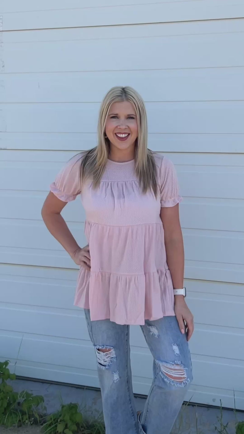 Dolly Babydoll Top: Pale Rose