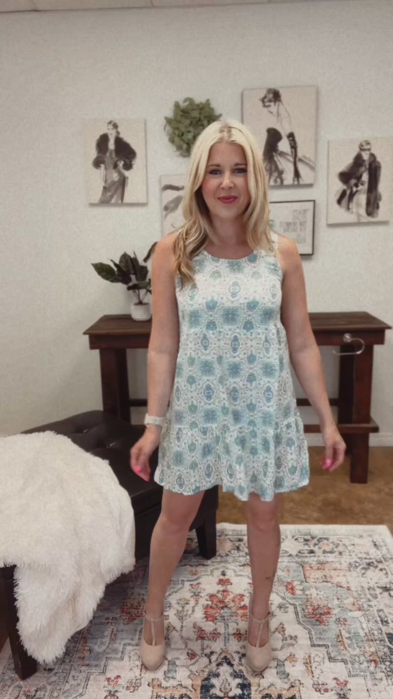 Claire Blue Floral Dress