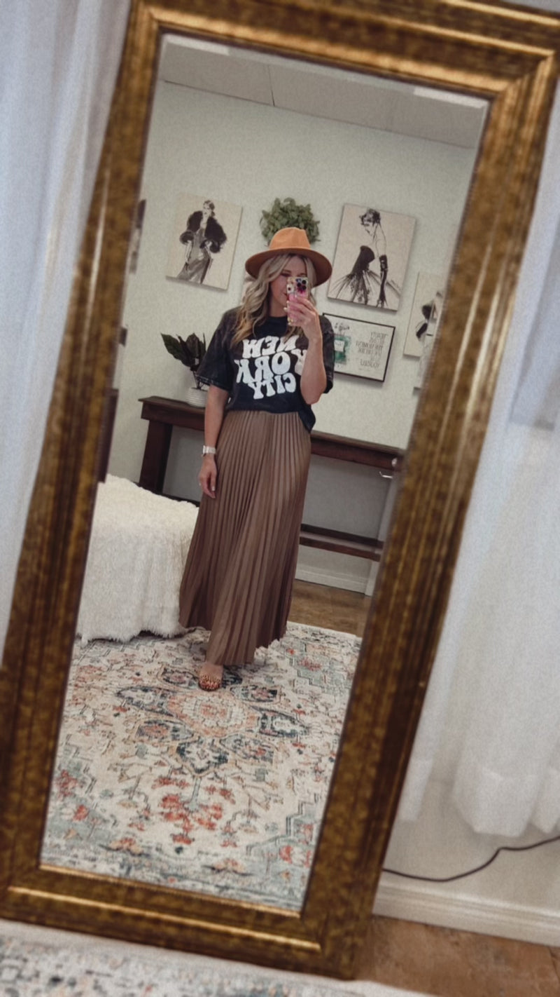 Wendy Pleated Maxi Skirt | Bronze
