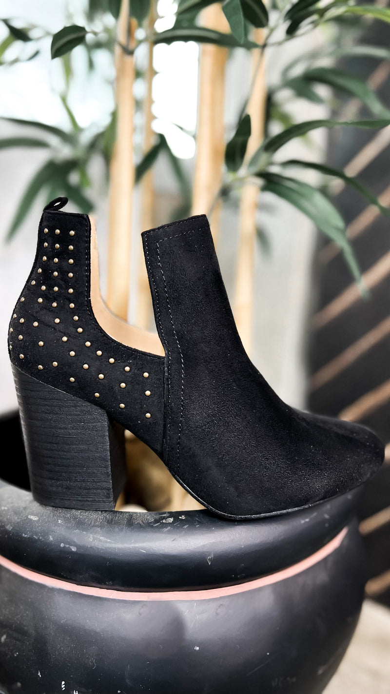 Hannah Studded Booties: Black