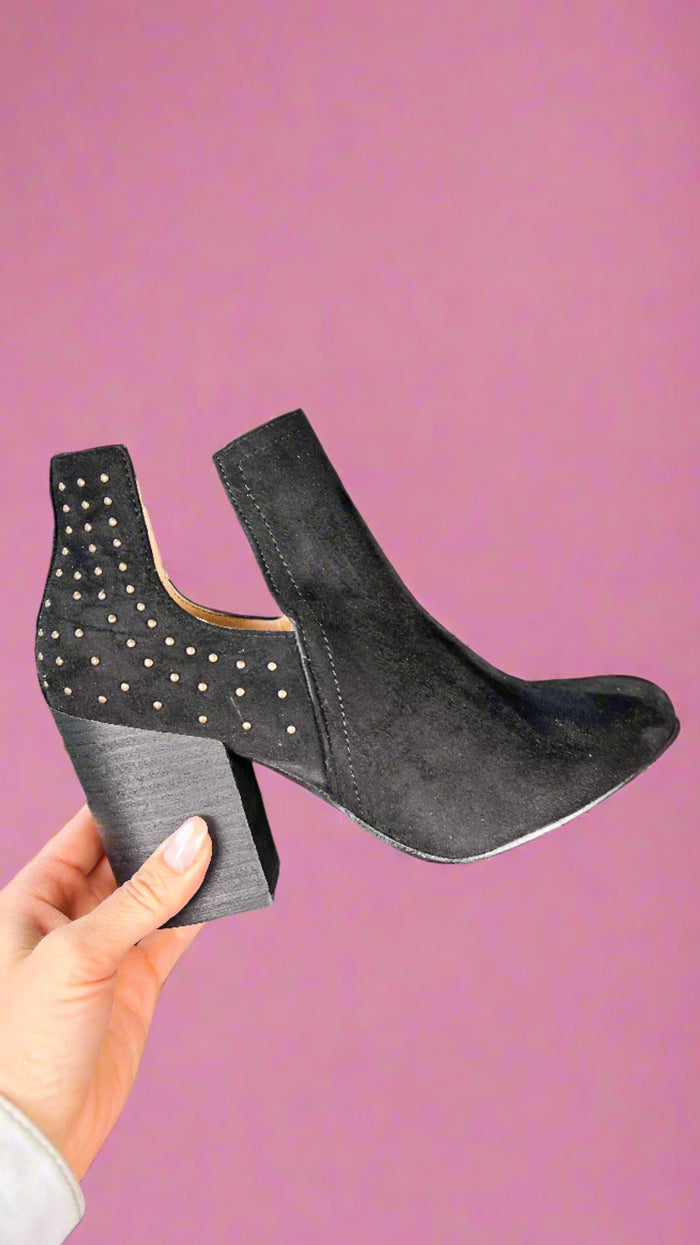 Hannah Studded Booties: Black