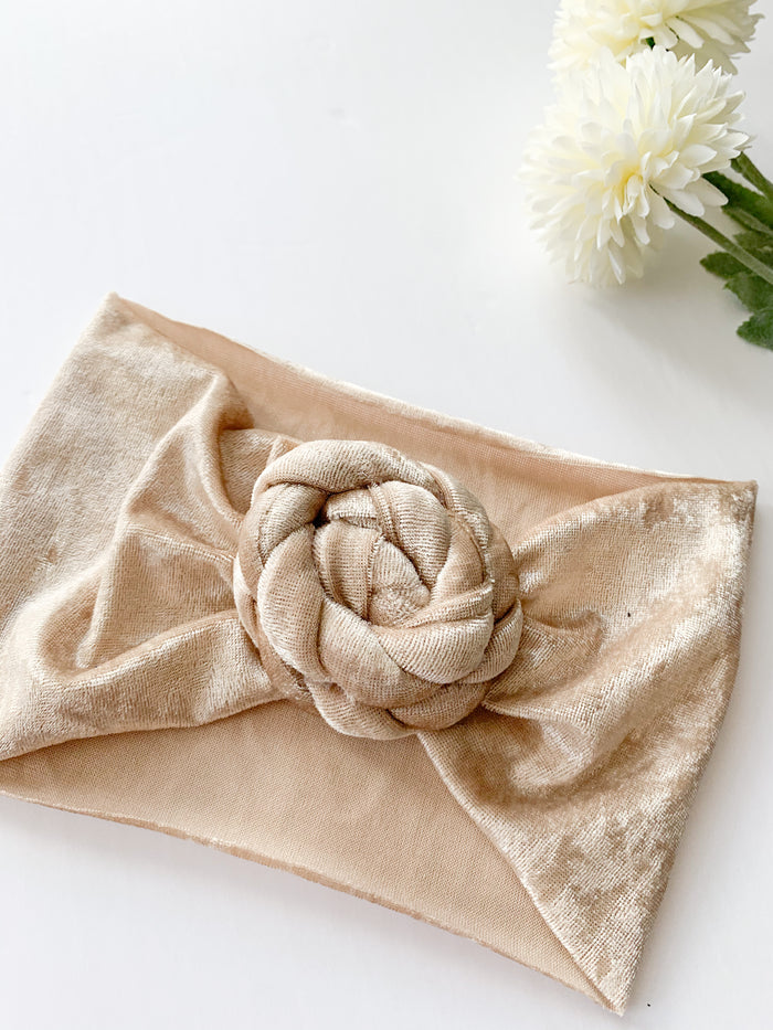 The Sophie Velvet Headband: Sand