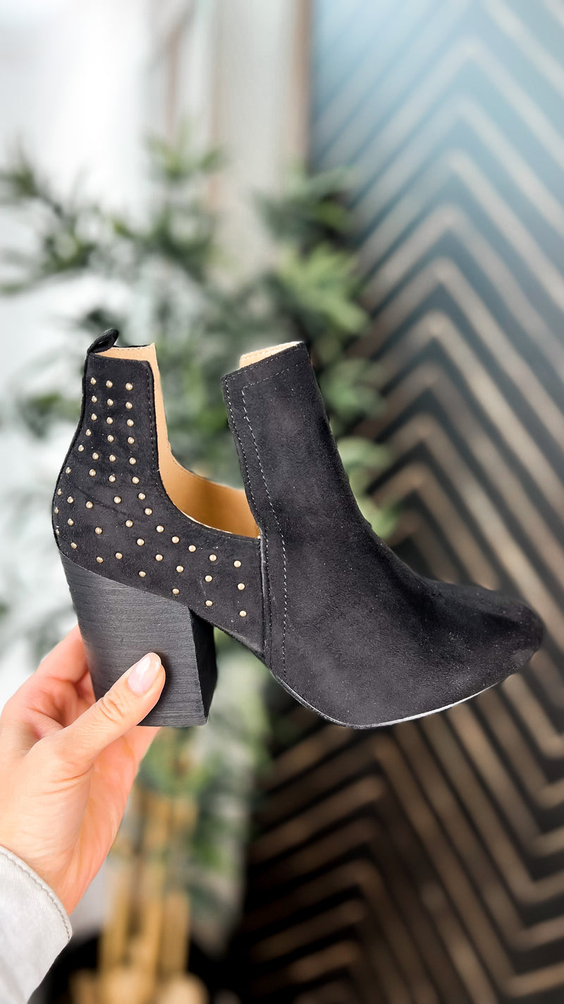 Hannah Studded Booties: Black