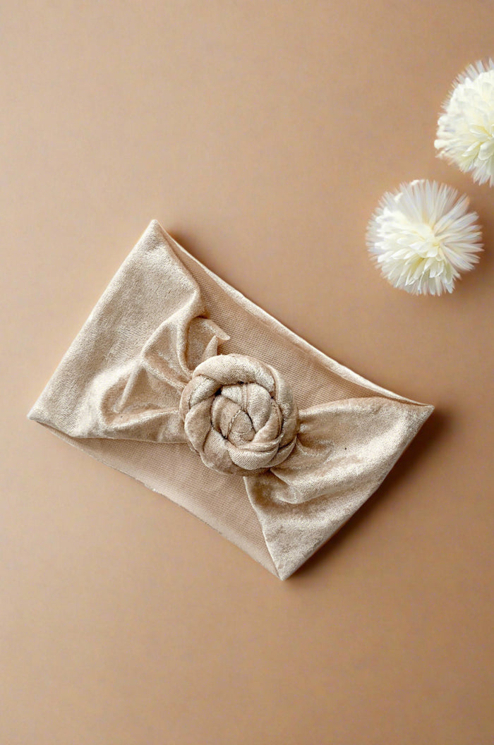 The Sophie Velvet Headband: Sand