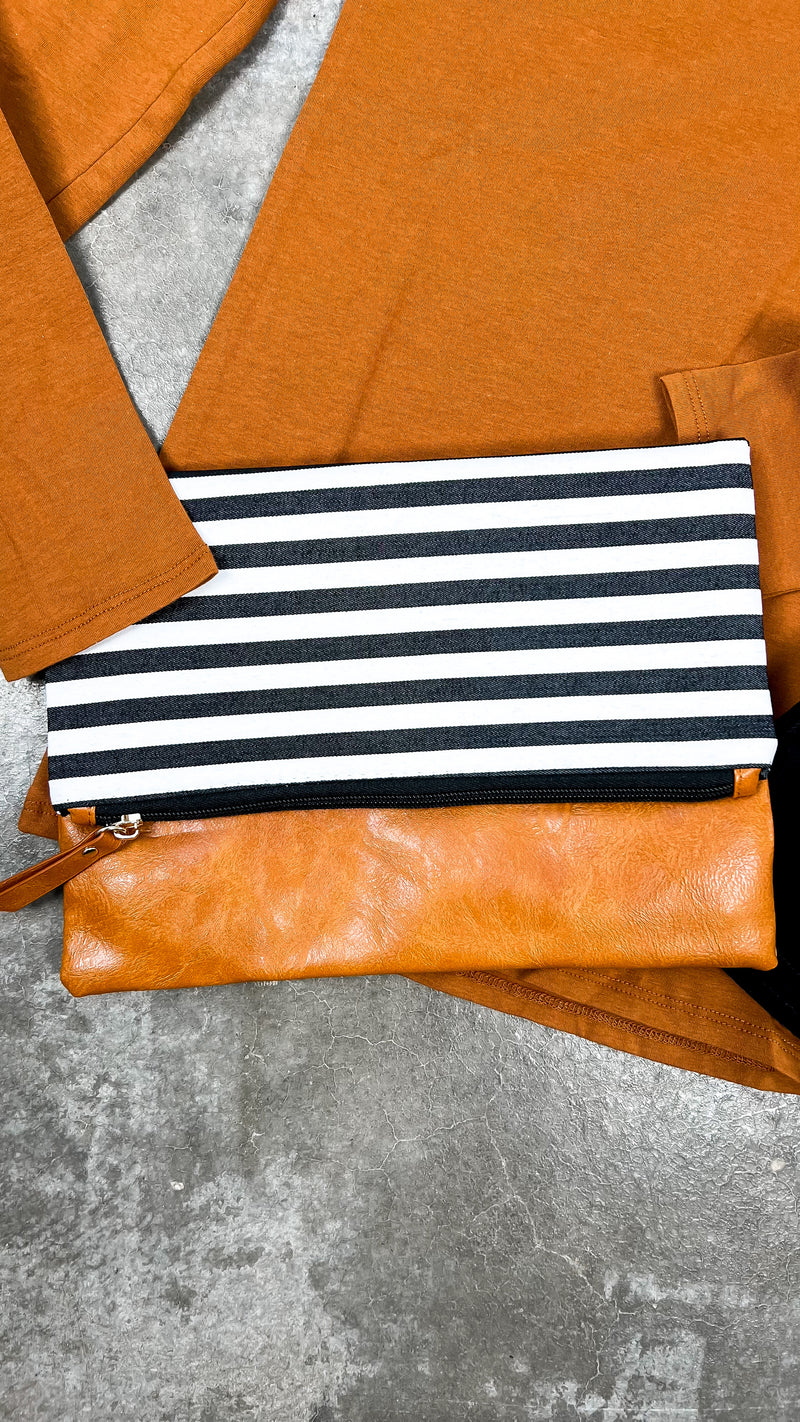 Linda Fold Over Clutch: Stripe