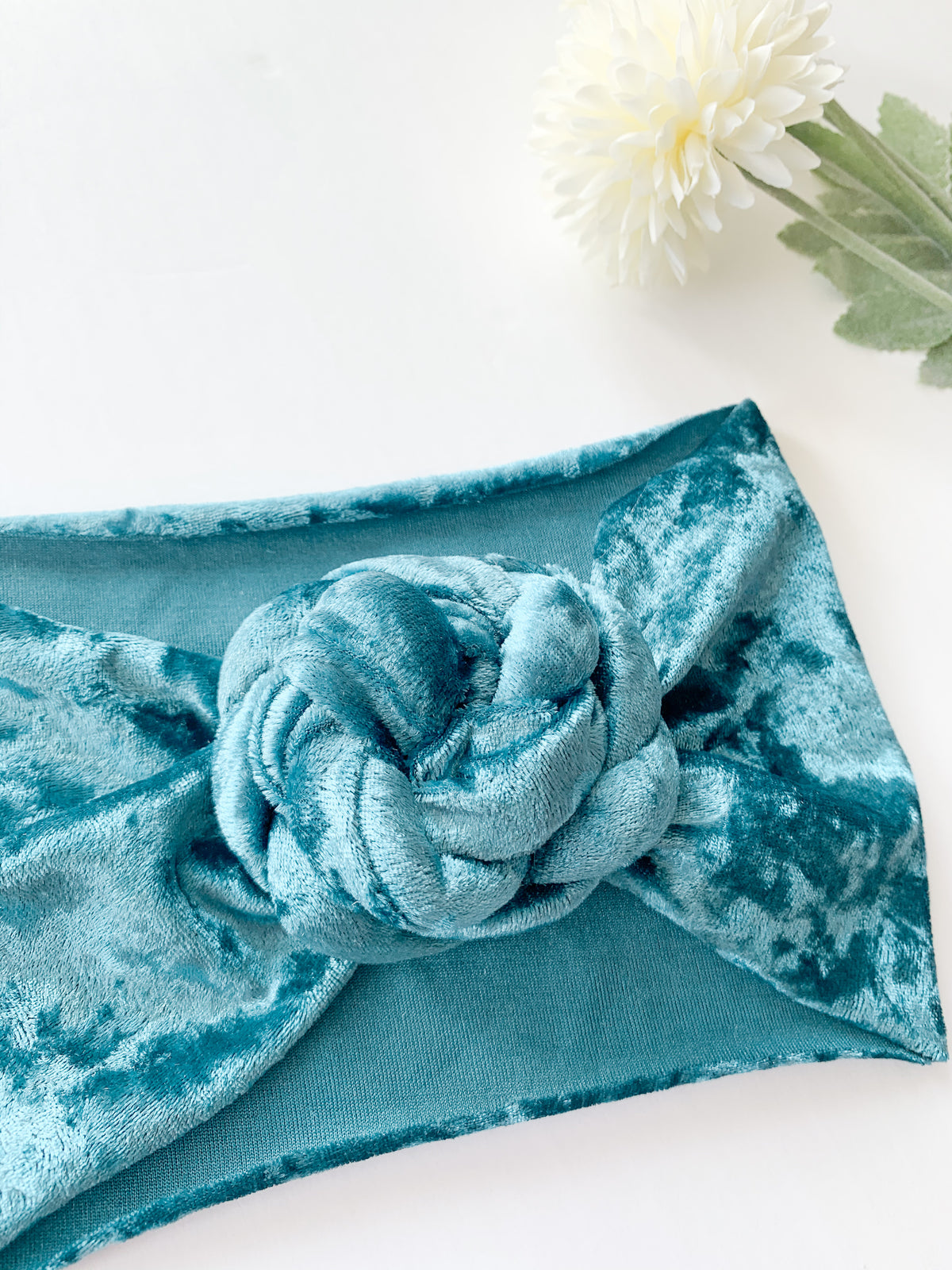 wide velvet baby headband in turquois