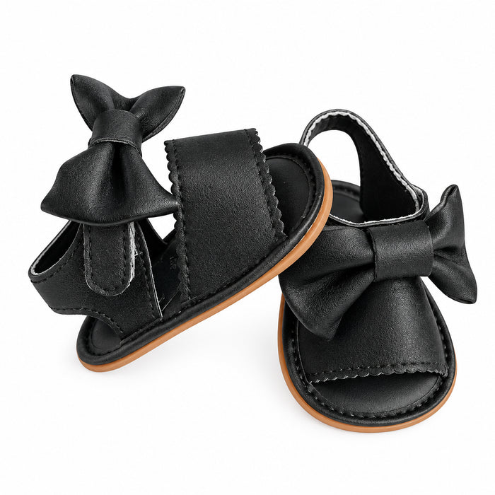 black leather velcro baby shoes