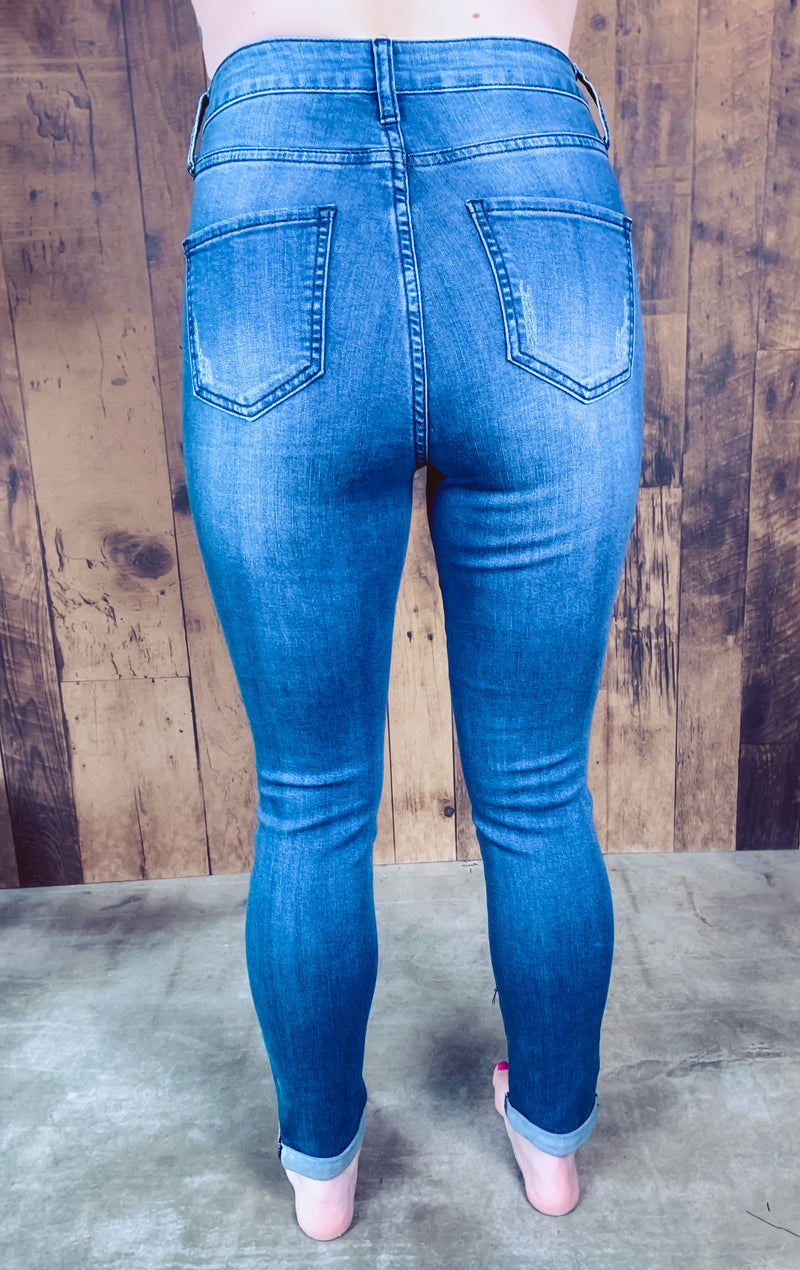 Avery High Rise Denim: Button Fly