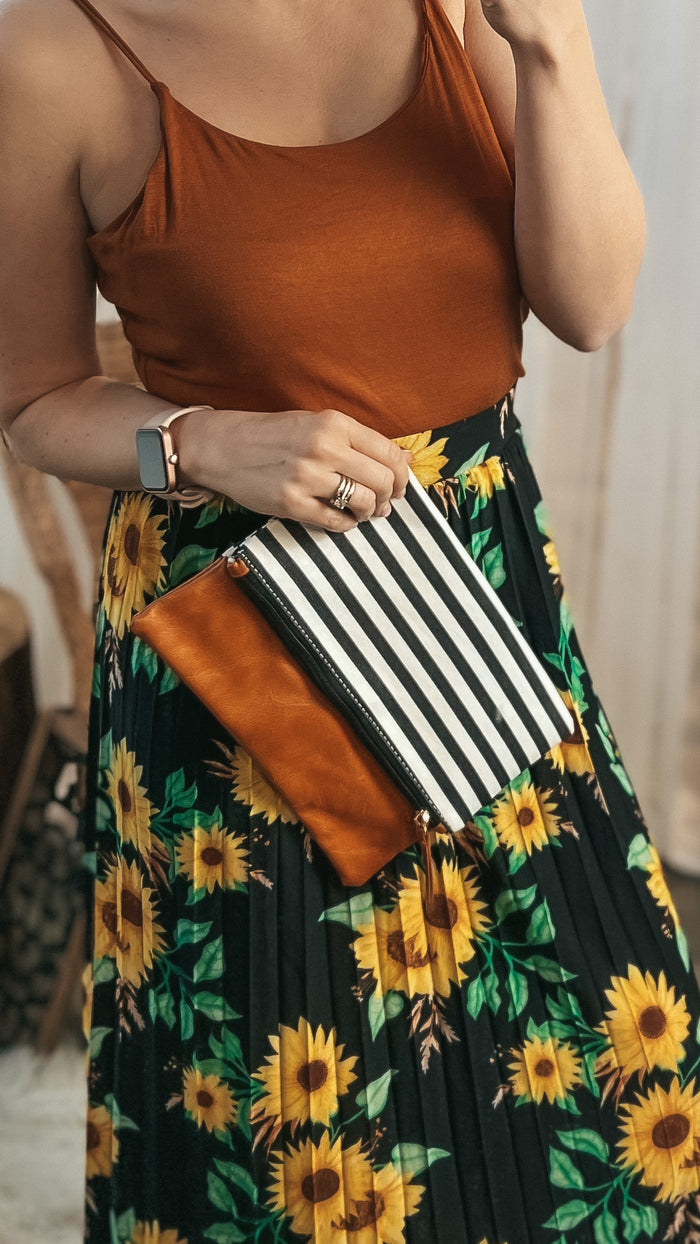 Linda Fold Over Clutch: Stripe